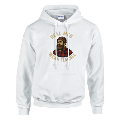 Real men wear flannel Classic Unisex Pullover Hoodie White
