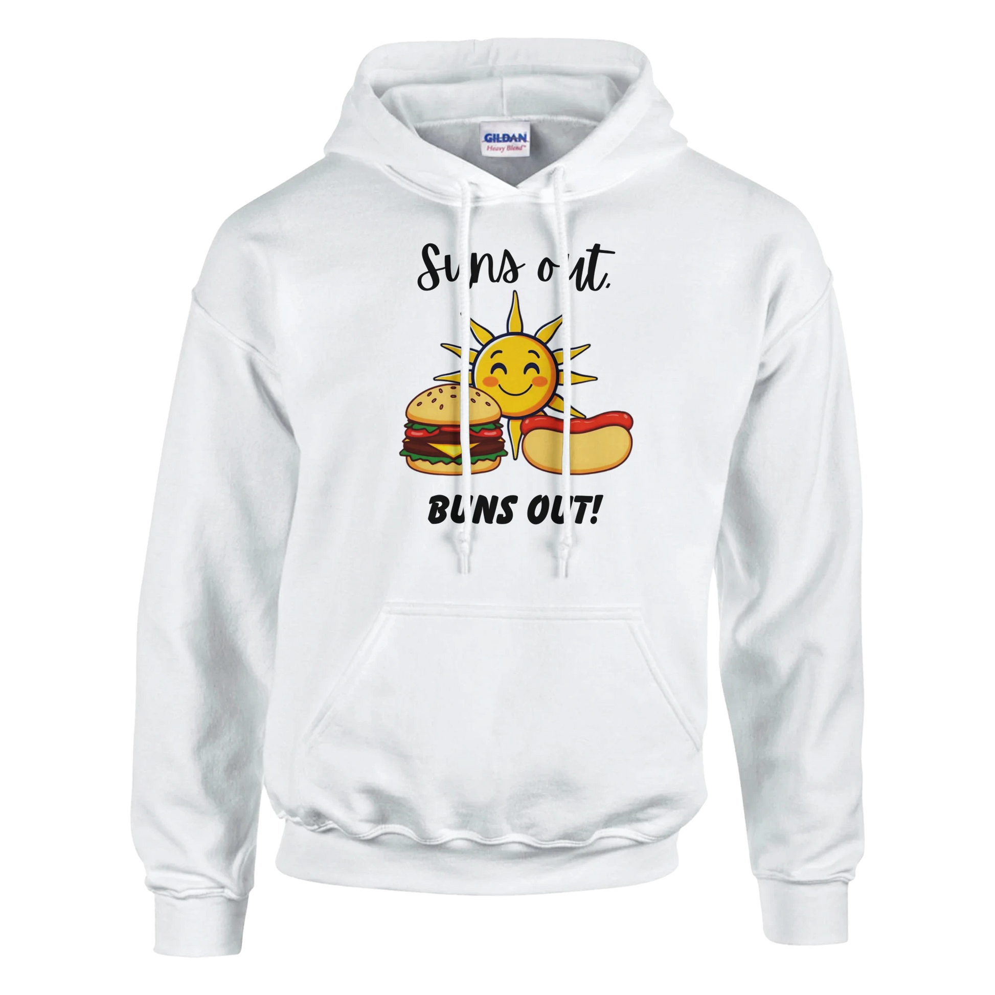 Suns out, Buns out Classic Unisex Pullover Hoodie White