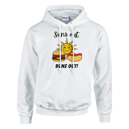 Suns out, Buns out Classic Unisex Pullover Hoodie White