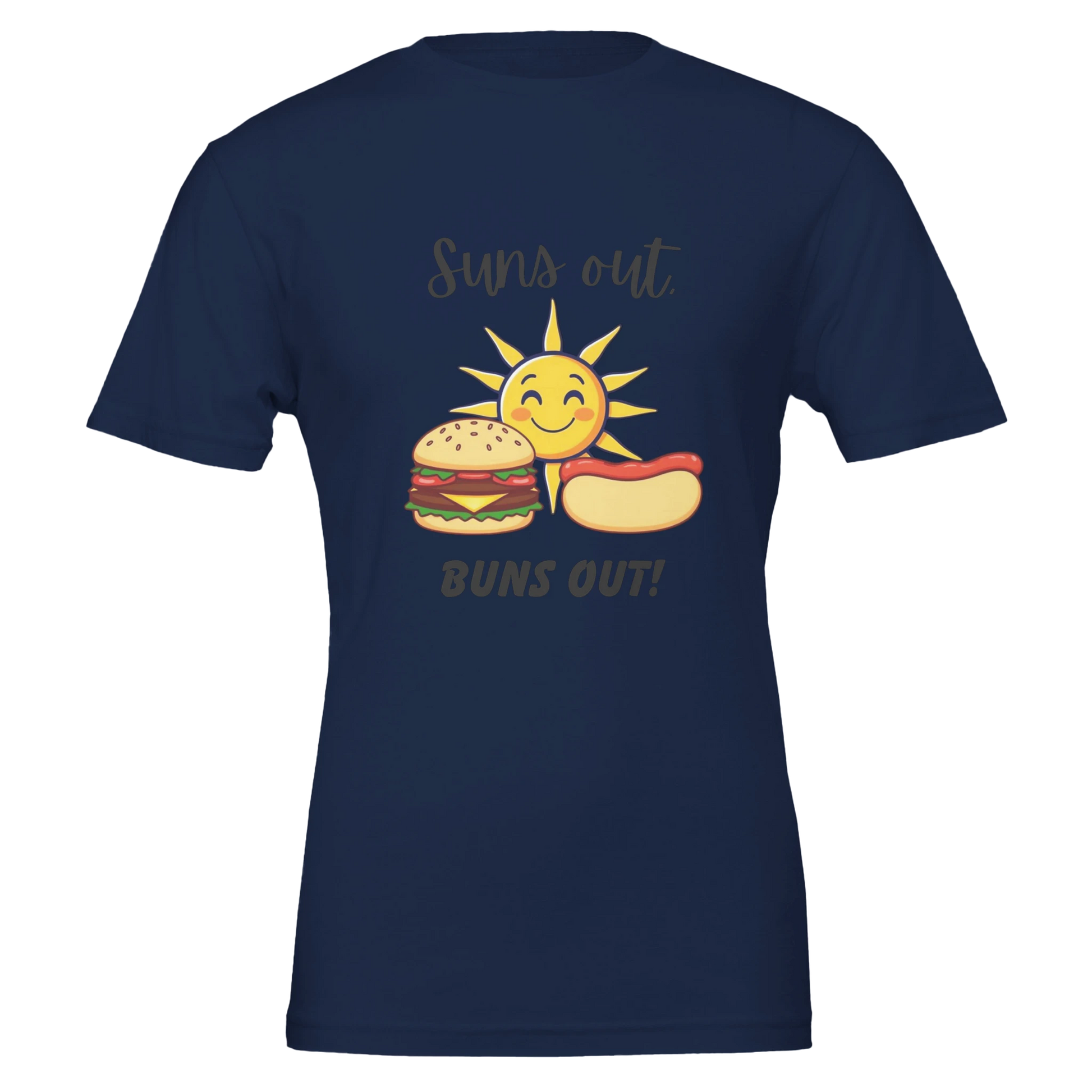 Suns out, Buns out Premium Unisex Crewneck T-shirt Navy