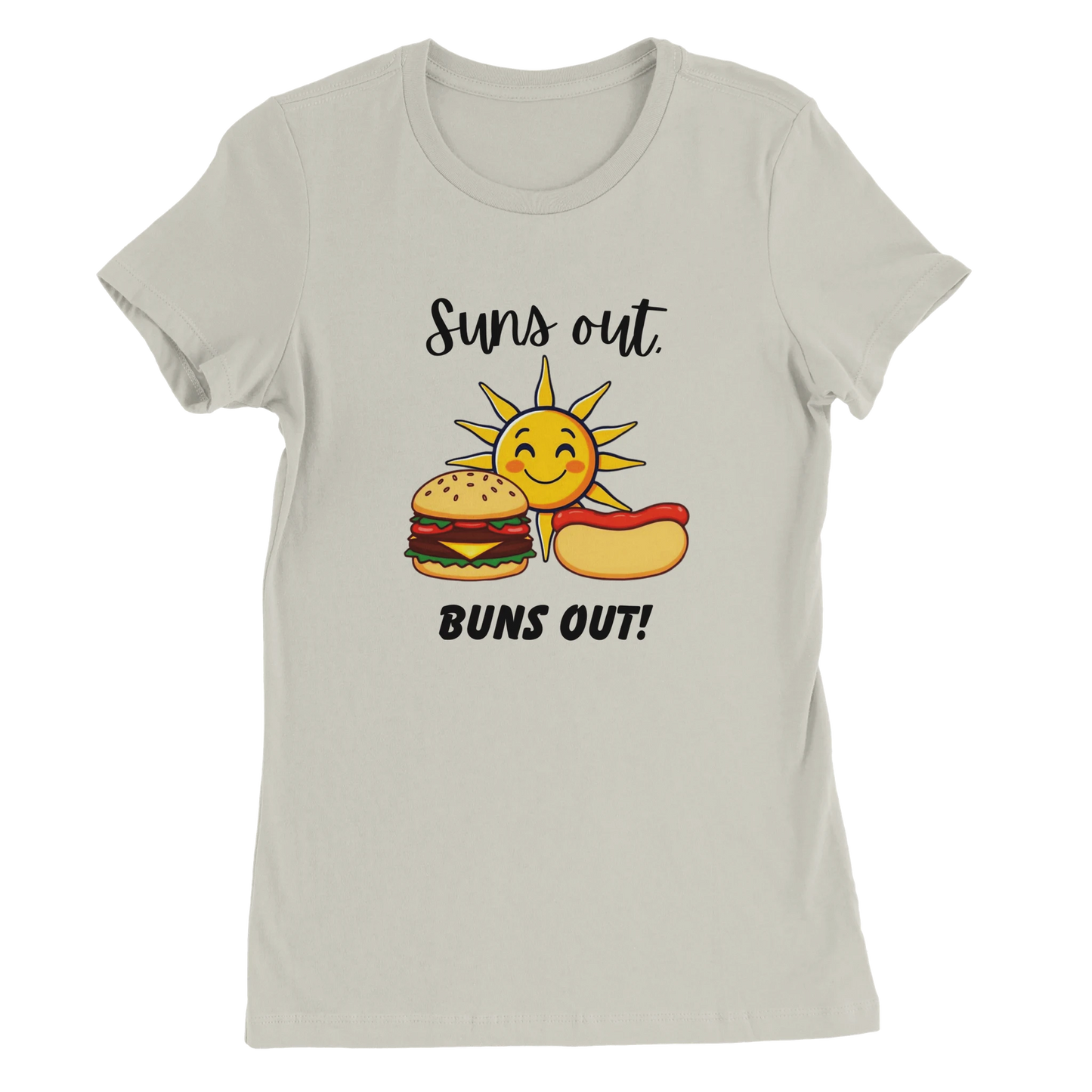 Suns out, Buns out Premium Womens Crewneck T-shirt Grey