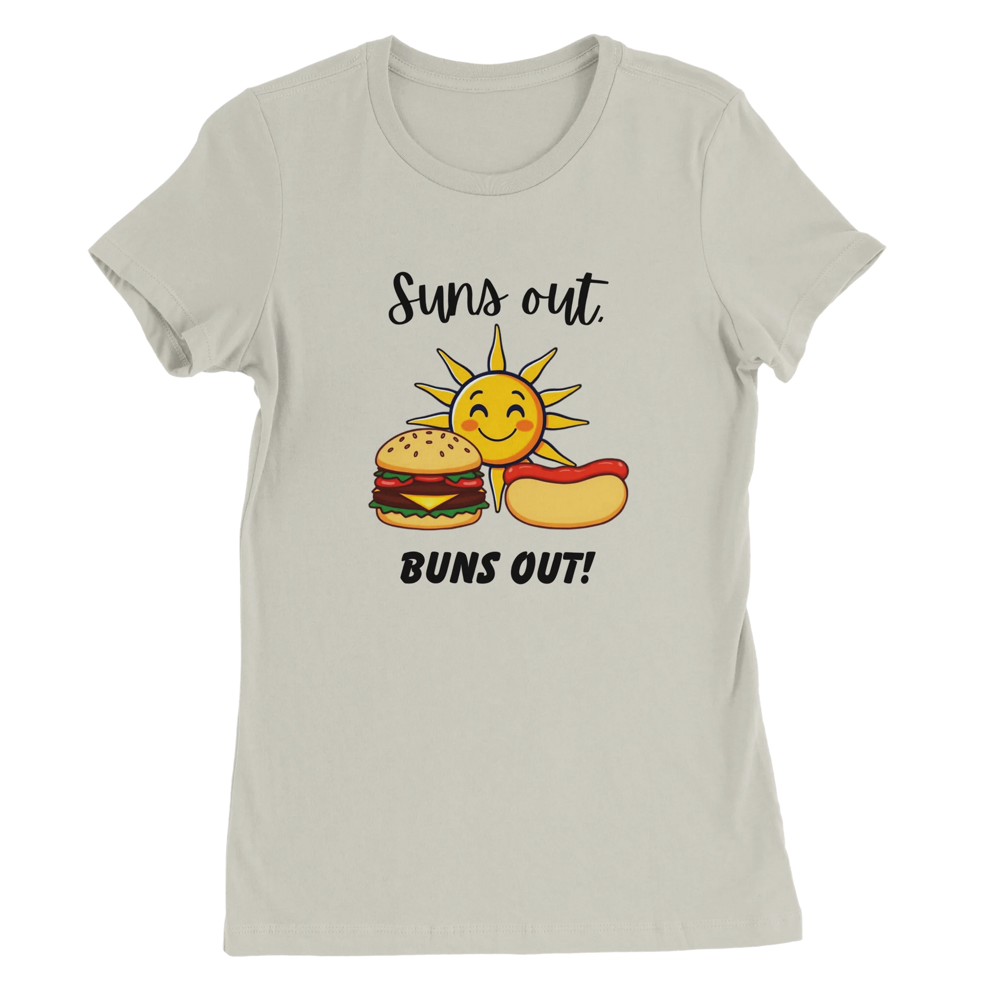 Suns out, Buns out Premium Womens Crewneck T-shirt Grey