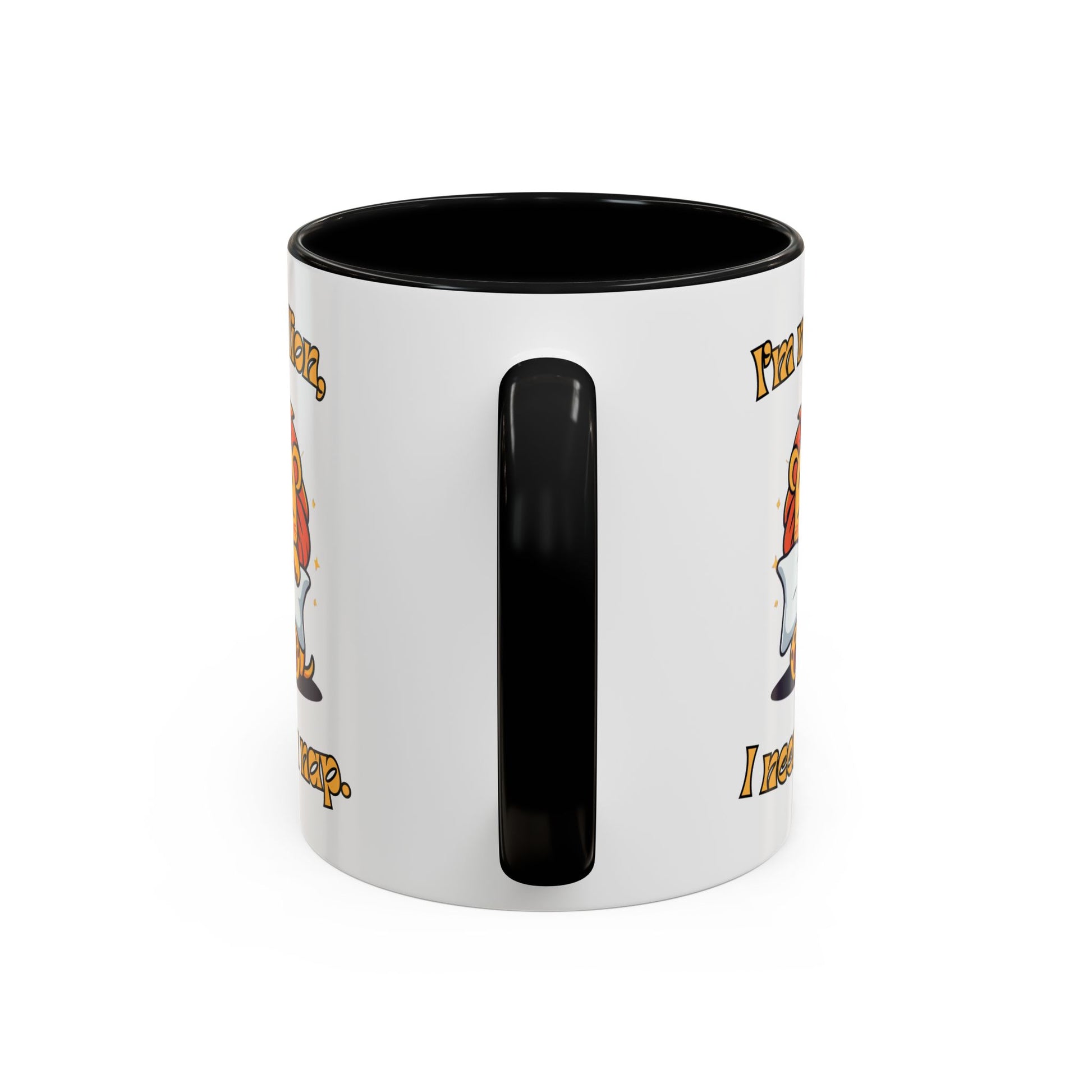 Whimsical Coffee Mug with Lion Design - Perfect for Cat Lovers, Funny Gift, Nap Enthusiast, Coffee Lovers, Cute Animal Gifts Handle Black
