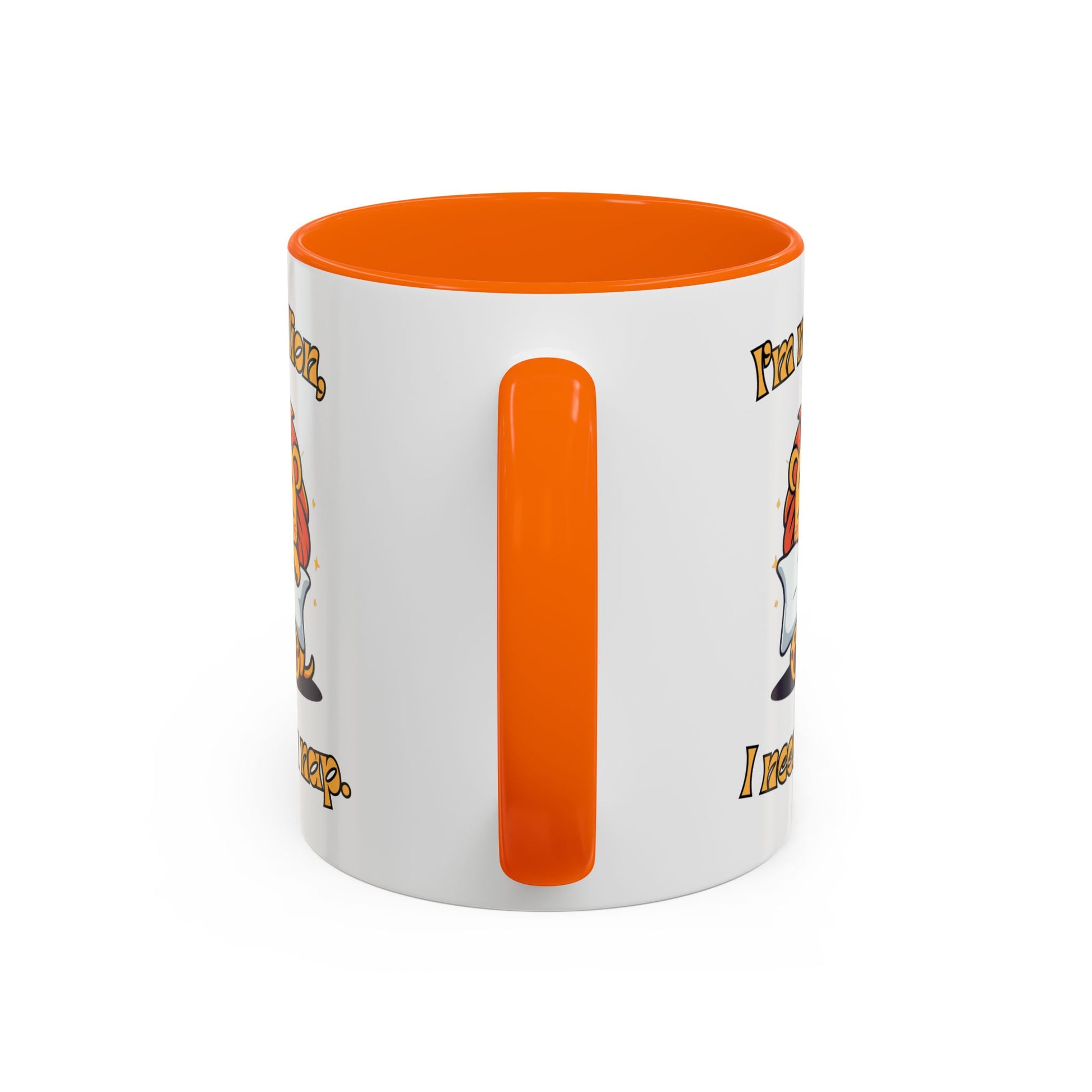 Whimsical Coffee Mug with Lion Design - Perfect for Cat Lovers, Funny Gift, Nap Enthusiast, Coffee Lovers, Cute Animal Gifts Handle Orange