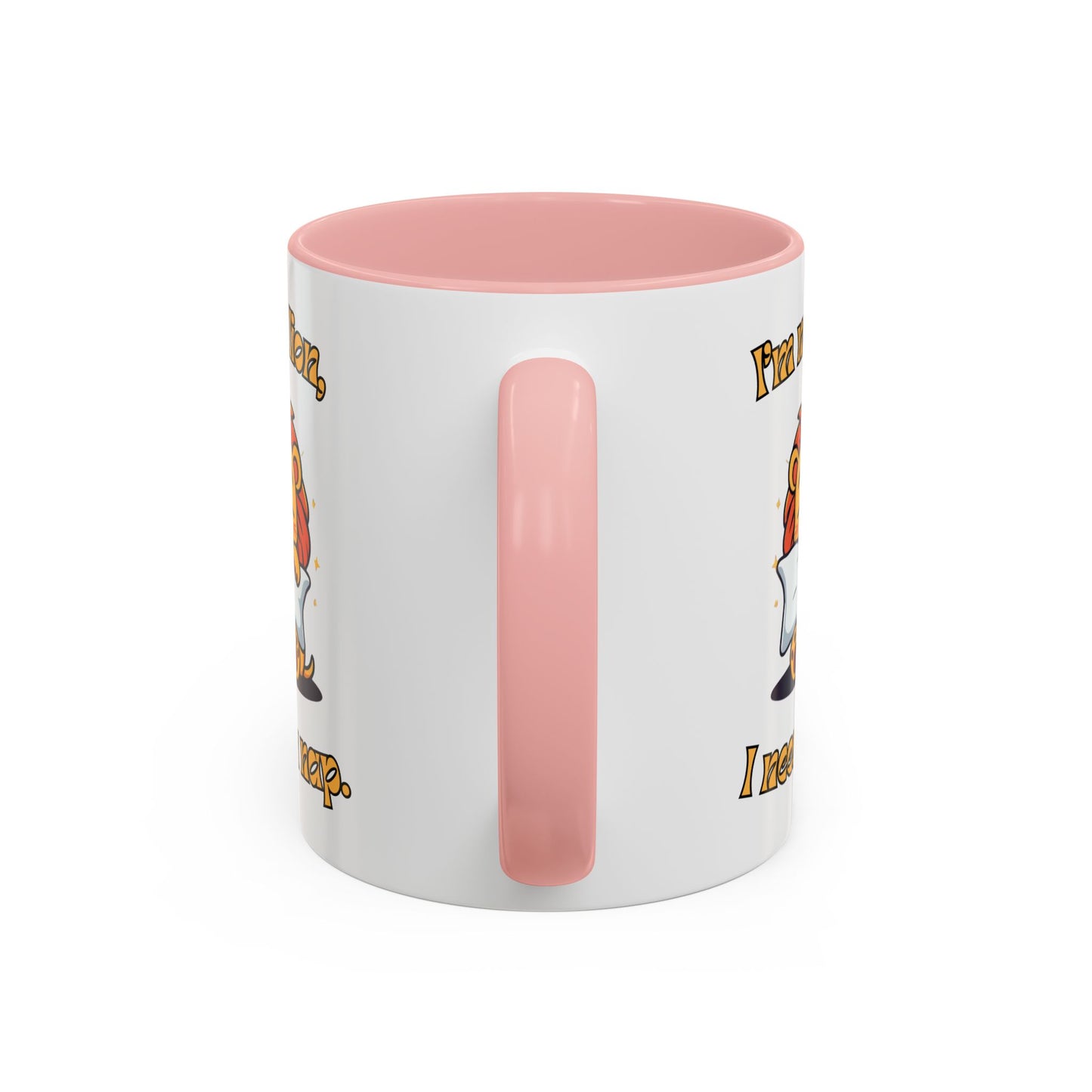 Whimsical Coffee Mug with Lion Design - Perfect for Cat Lovers, Funny Gift, Nap Enthusiast, Coffee Lovers, Cute Animal Gifts Handle Pink
