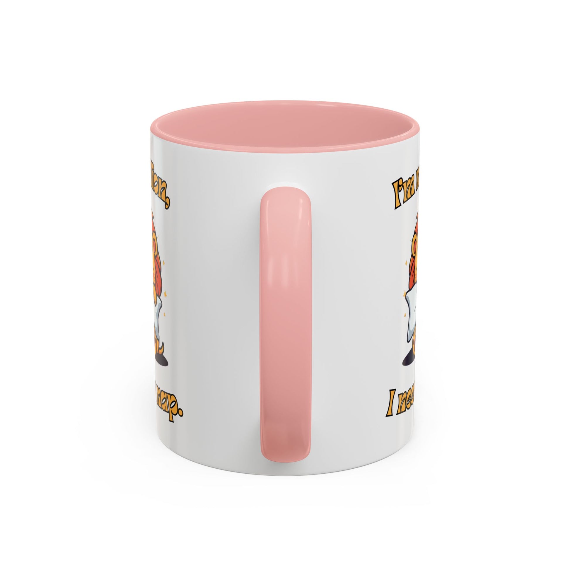 Whimsical Coffee Mug with Lion Design - Perfect for Cat Lovers, Funny Gift, Nap Enthusiast, Coffee Lovers, Cute Animal Gifts Handle Pink