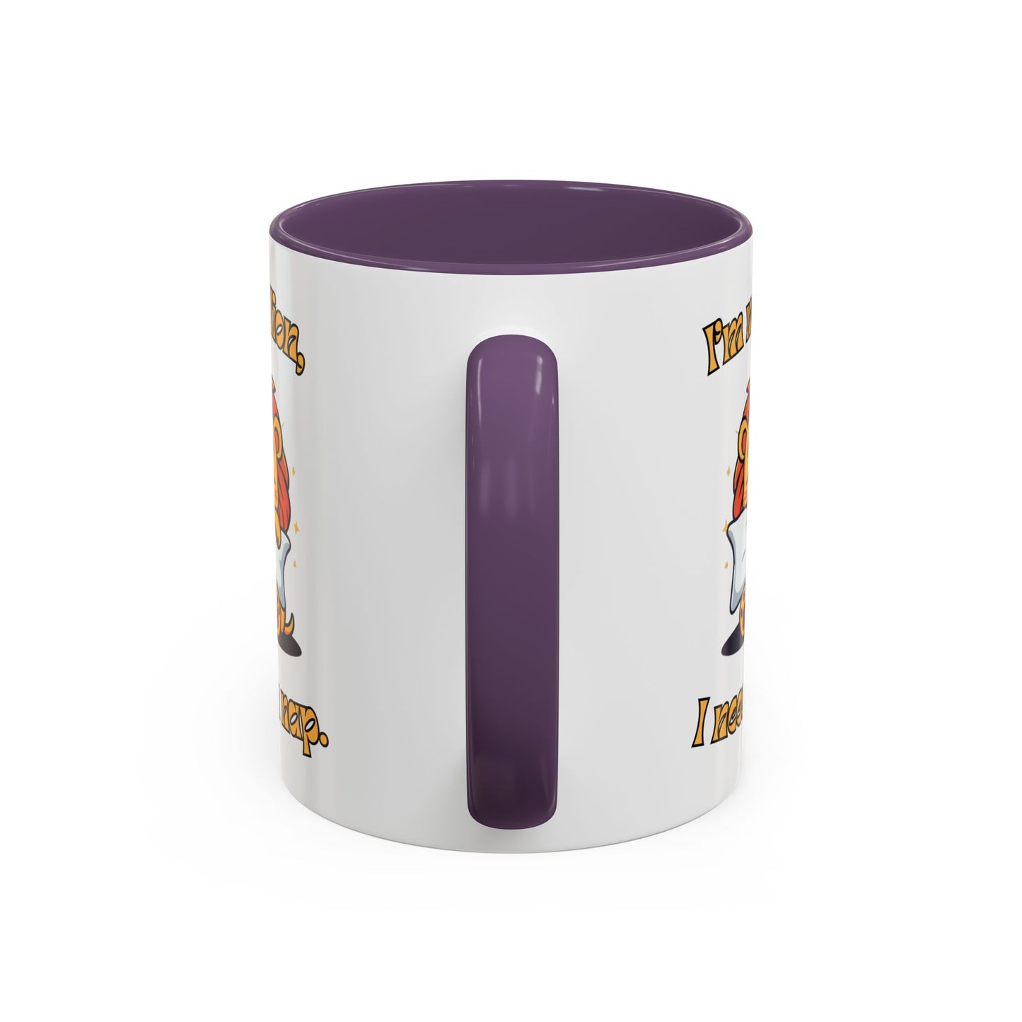 Whimsical Coffee Mug with Lion Design - Perfect for Cat Lovers, Funny Gift, Nap Enthusiast, Coffee Lovers, Cute Animal Gifts Handle Purple