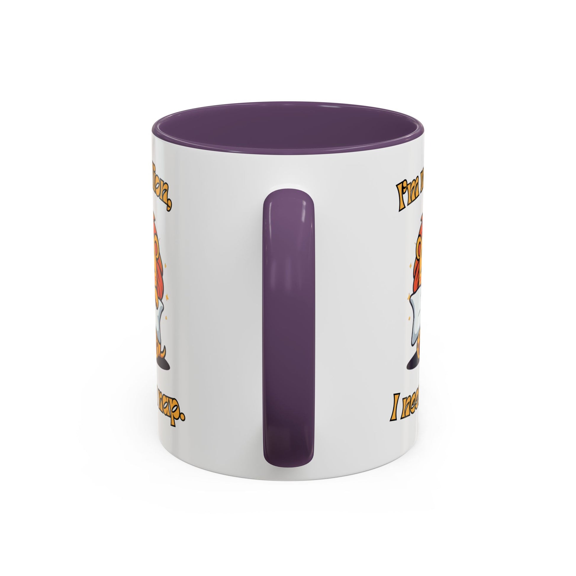 Whimsical Coffee Mug with Lion Design - Perfect for Cat Lovers, Funny Gift, Nap Enthusiast, Coffee Lovers, Cute Animal Gifts Handle Purple