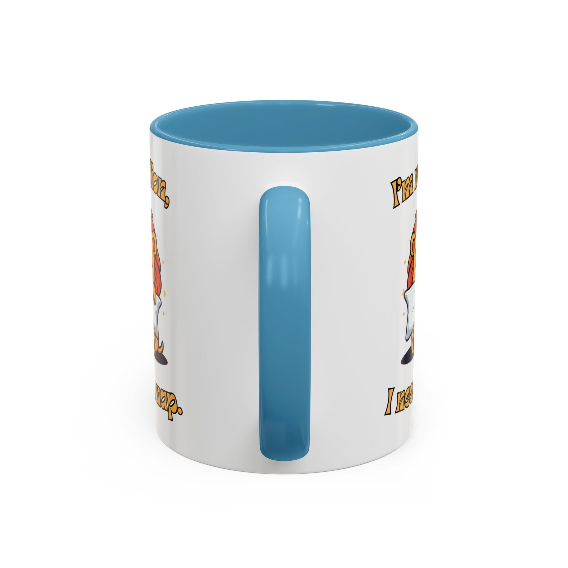 Whimsical Coffee Mug with Lion Design - Perfect for Cat Lovers, Funny Gift, Nap Enthusiast, Coffee Lovers, Cute Animal Gifts Handle Sky Blue