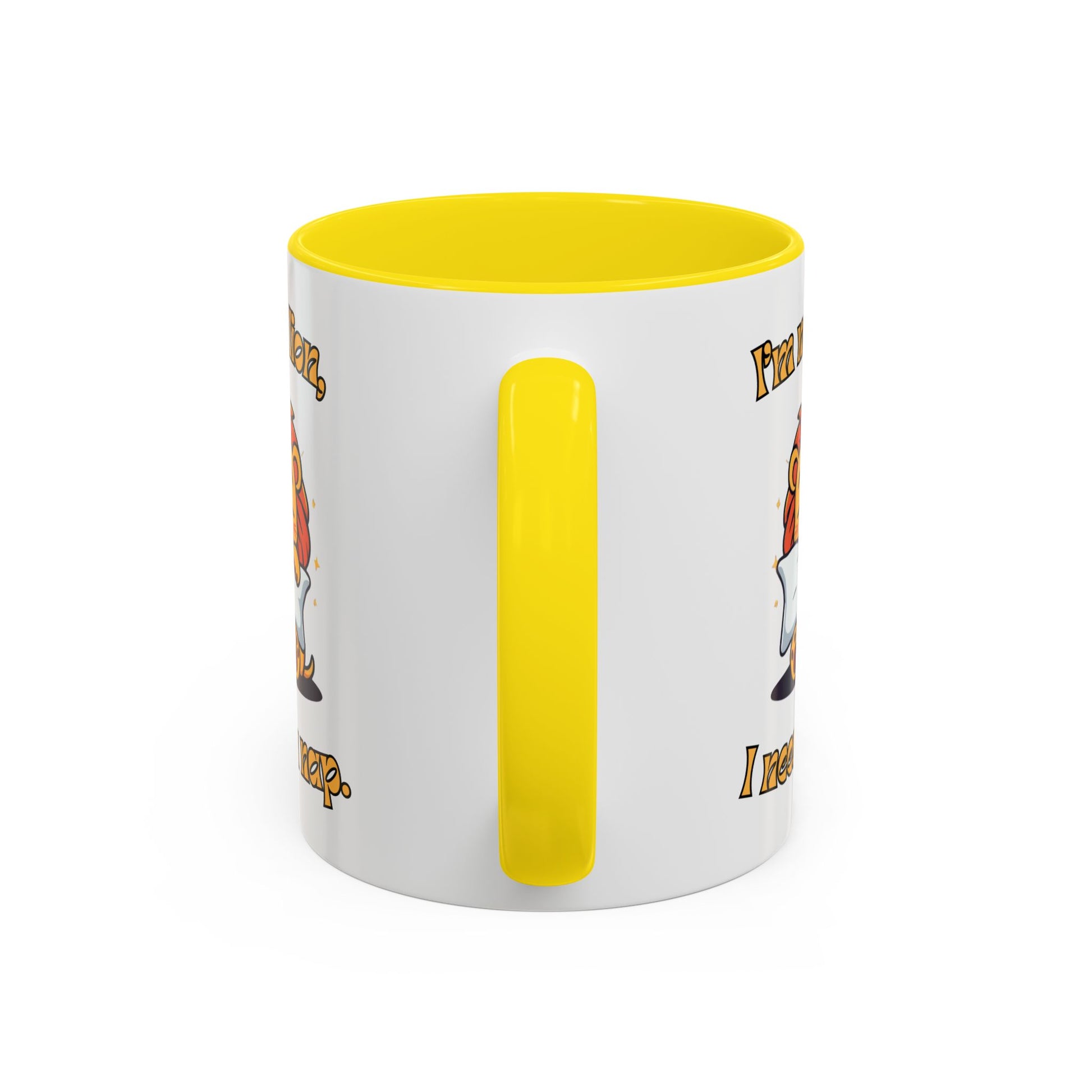 Whimsical Coffee Mug with Lion Design - Perfect for Cat Lovers, Funny Gift, Nap Enthusiast, Coffee Lovers, Cute Animal Gifts Handle Yellow