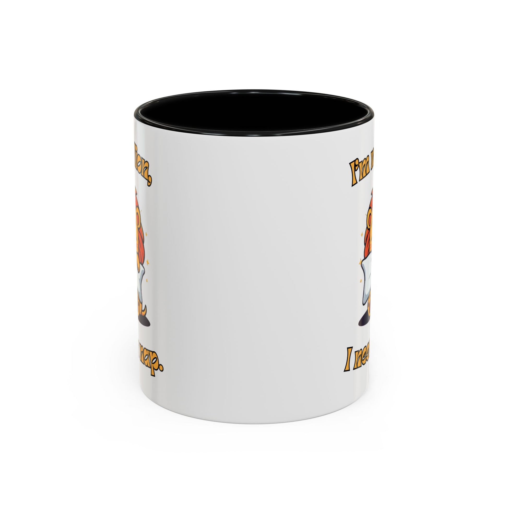 Whimsical Coffee Mug with Lion Design - Perfect for Cat Lovers, Funny Gift, Nap Enthusiast, Coffee Lovers, Cute Animal Gifts Side Black