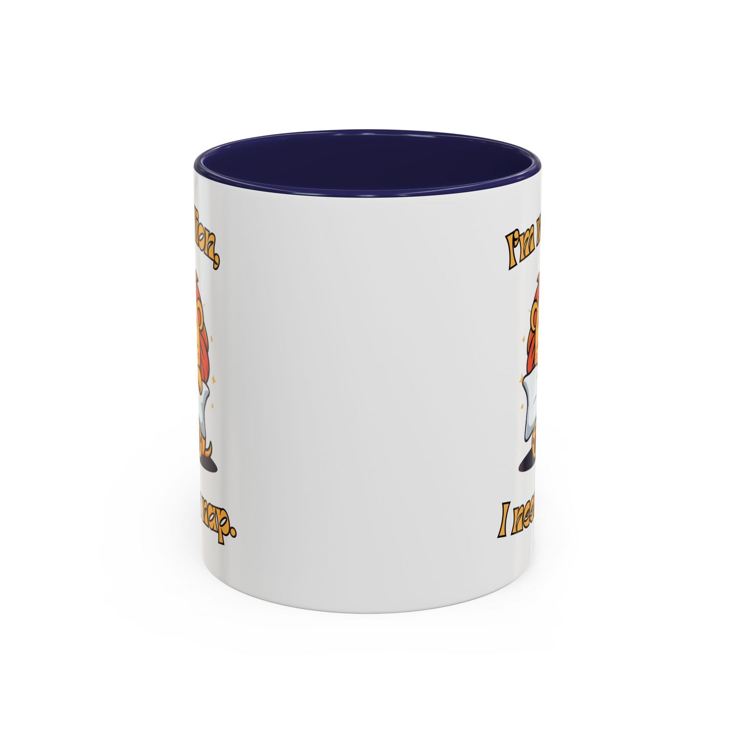 Whimsical Coffee Mug with Lion Design - Perfect for Cat Lovers, Funny Gift, Nap Enthusiast, Coffee Lovers, Cute Animal Gifts Side Navy