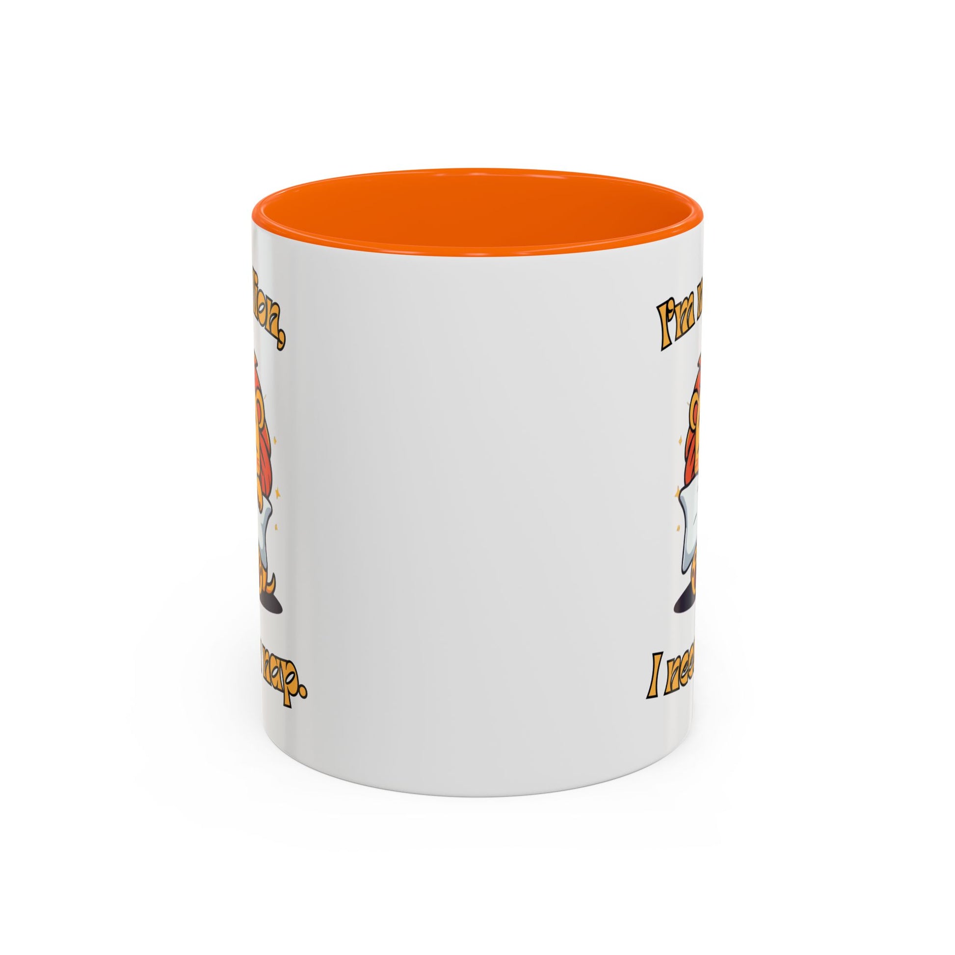 Whimsical Coffee Mug with Lion Design - Perfect for Cat Lovers, Funny Gift, Nap Enthusiast, Coffee Lovers, Cute Animal Gifts Side Orange