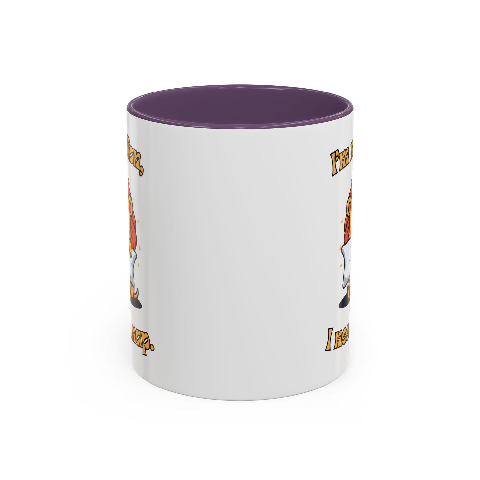 Whimsical Coffee Mug with Lion Design - Perfect for Cat Lovers, Funny Gift, Nap Enthusiast, Coffee Lovers, Cute Animal Gifts Side Purple