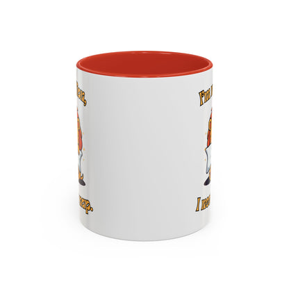 Whimsical Coffee Mug with Lion Design - Perfect for Cat Lovers, Funny Gift, Nap Enthusiast, Coffee Lovers, Cute Animal Gifts Side Red