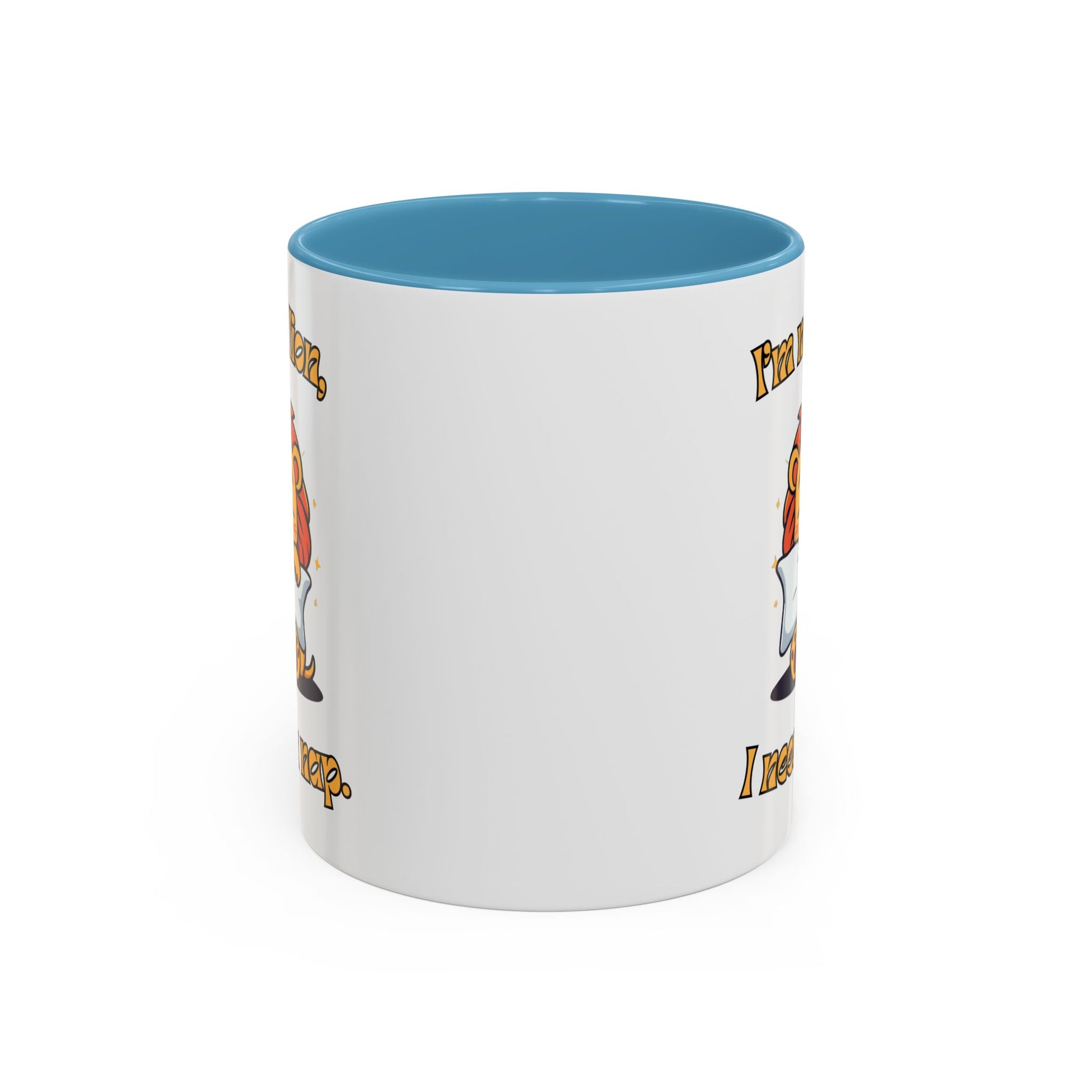 Whimsical Coffee Mug with Lion Design - Perfect for Cat Lovers, Funny Gift, Nap Enthusiast, Coffee Lovers, Cute Animal Gifts Side Sky Blue