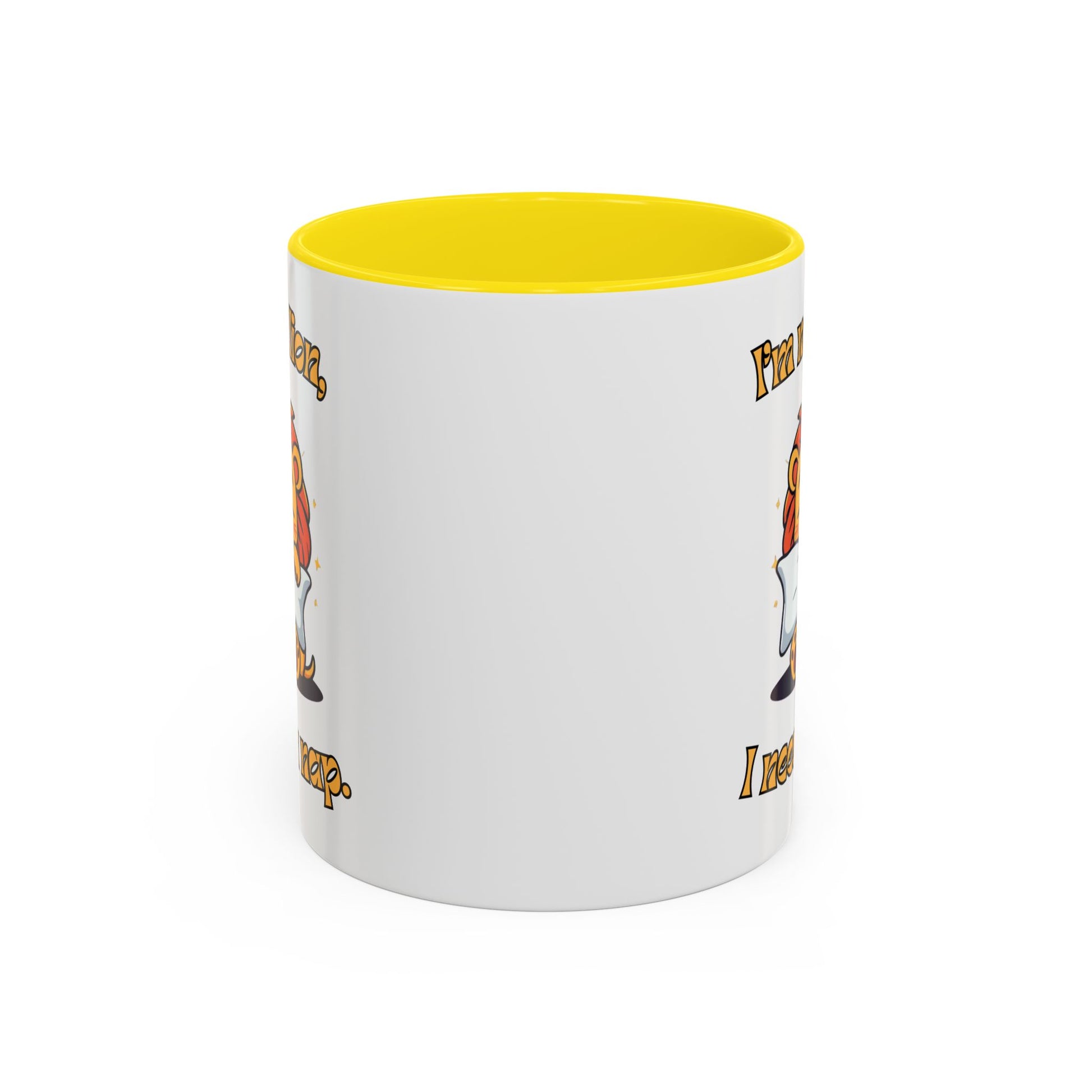 Whimsical Coffee Mug with Lion Design - Perfect for Cat Lovers, Funny Gift, Nap Enthusiast, Coffee Lovers, Cute Animal Gifts Side Yellow