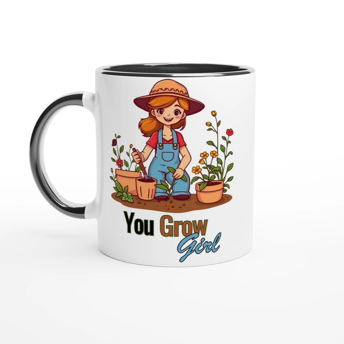 You Grow, Girl White 11oz Ceramic Mug with Color Inside