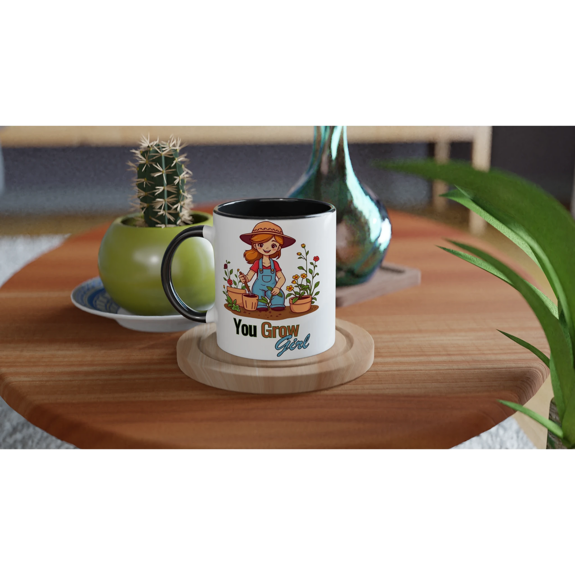 You Grow, Girl White 11oz Ceramic Mug with Color Inside