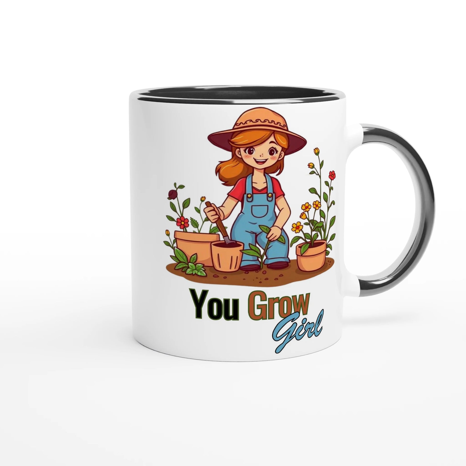 You Grow, Girl White 11oz Ceramic Mug with Color Inside