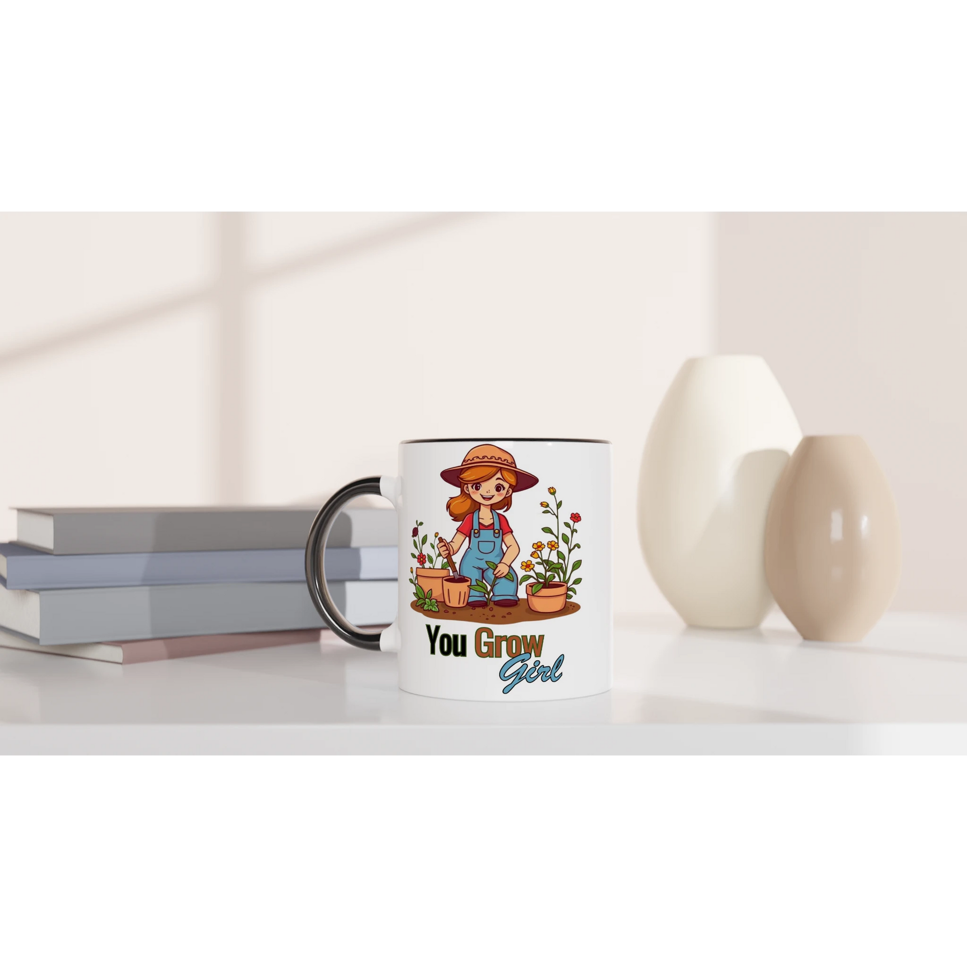 You Grow, Girl White 11oz Ceramic Mug with Color Inside